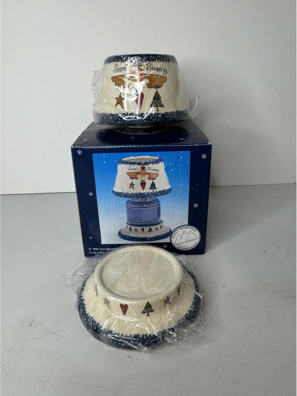 Cottage Core Pfaltzgraff Snowman Scene Candle Holder with Base